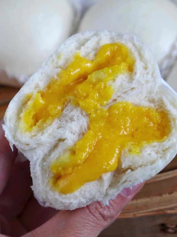 A Chinese steamed custard bun