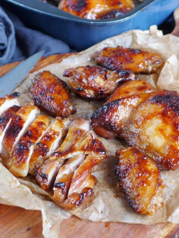 Char Siu chicken wings and sliced Char Siu chicken thighs