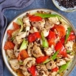 stir-fried chicken with black bean sauce.