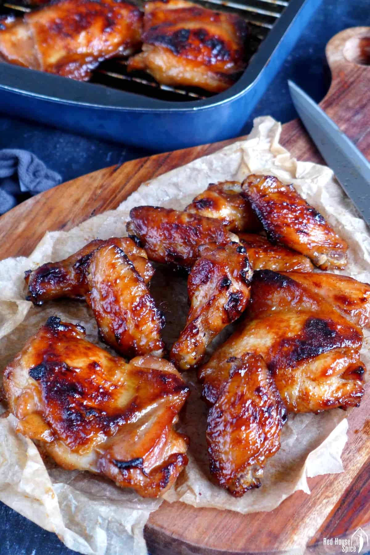 Char Siu chicken on a chopping board