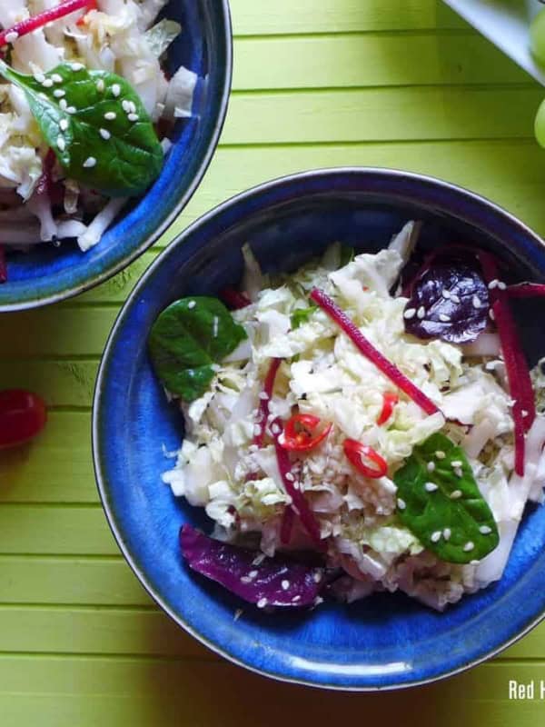 Napa cabbage salad in a bowl