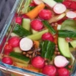 Chinese overnight pickled vegetables inside a container.