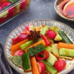 a plate of Chinese overnight pickled vegetables.