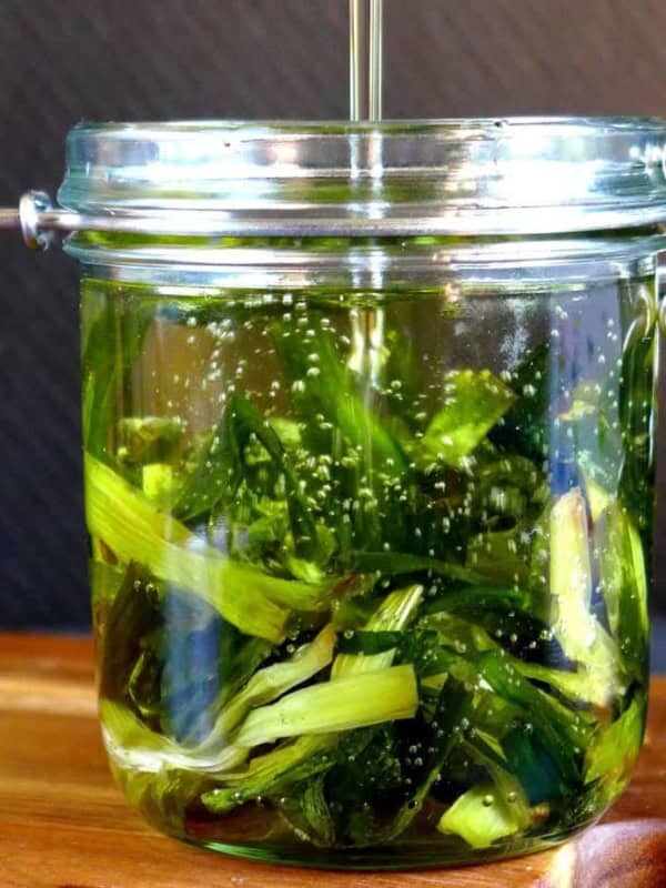 A jar of spring onion oil