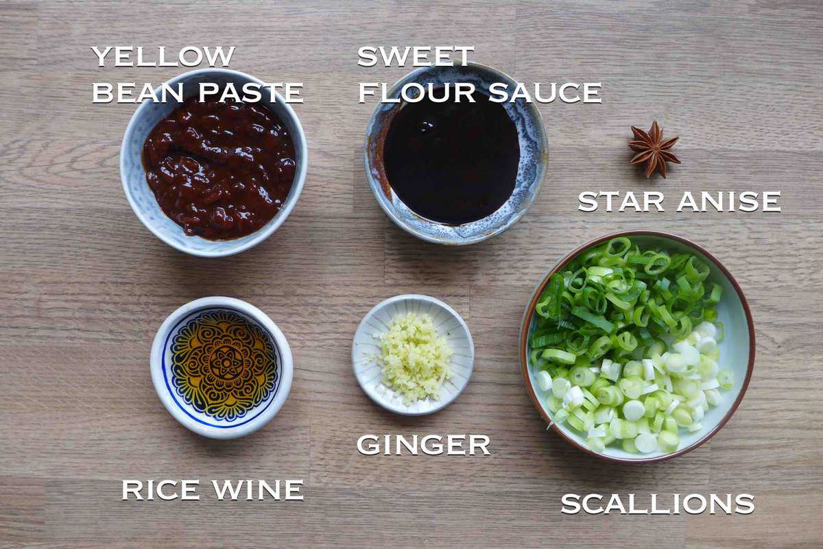 condiments for zha jiang mian.