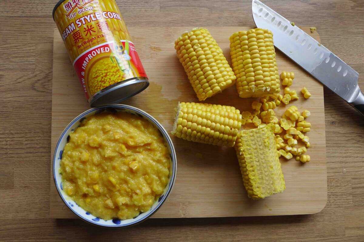 canned cream style corn and fresh corn.