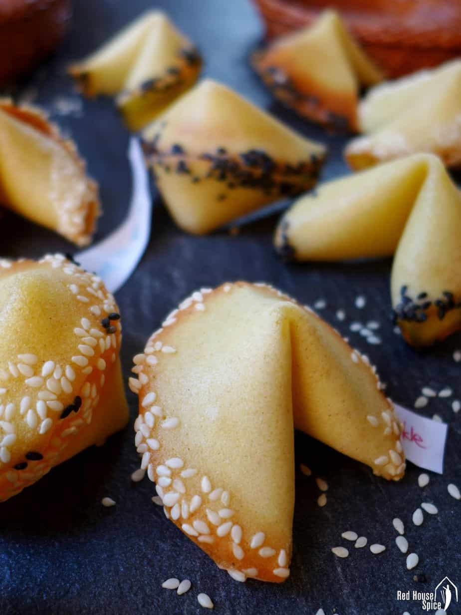 Homemade fortune cookies with messages hidden inside