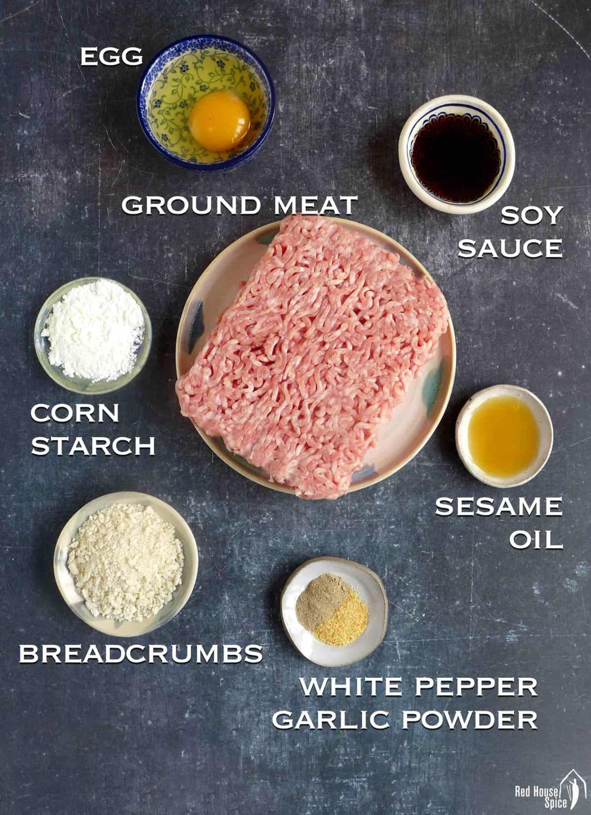 ingredients for meatballs.