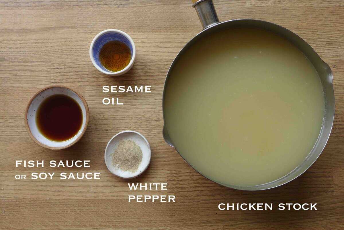 ingredients for wonton soup.