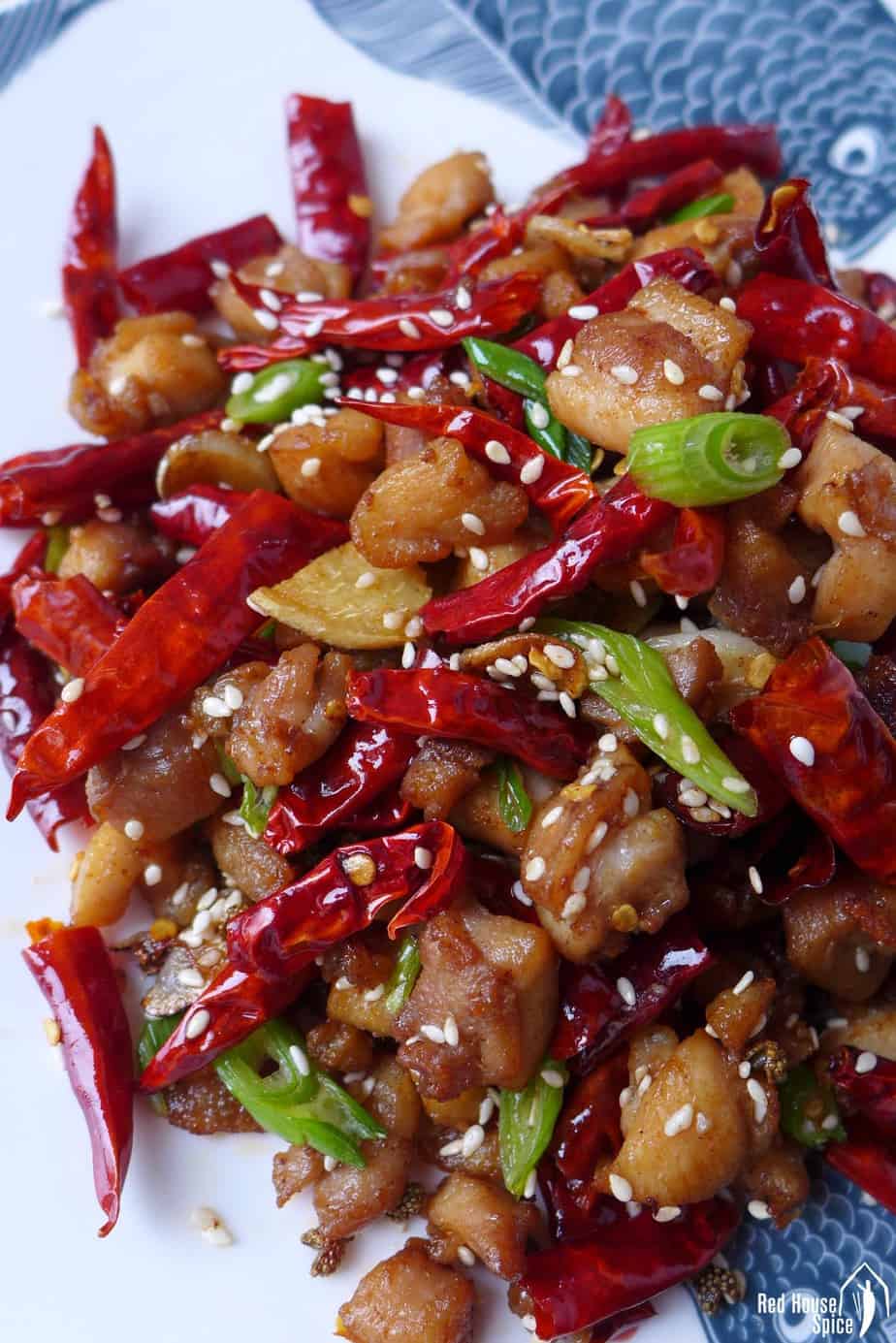 A plate of Szechuan chicken