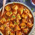 mapo tofu with overlay text that says authentic Mapo tofu