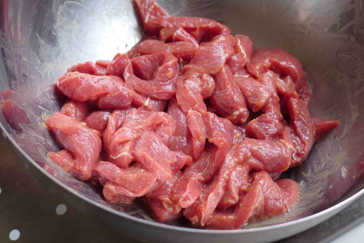 marinate beef strips.