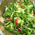 salad made with cucumber, chilies, scallions and cilantro with overlay text that says "5-min tiger salad"
