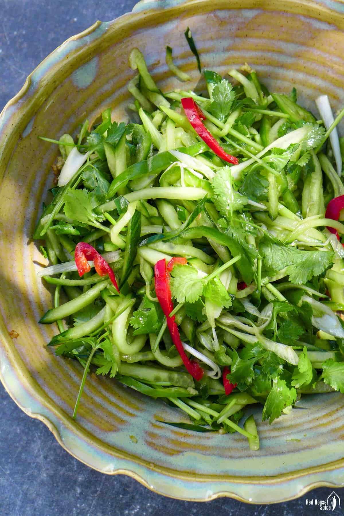 northeast tiger salad in a bowl.