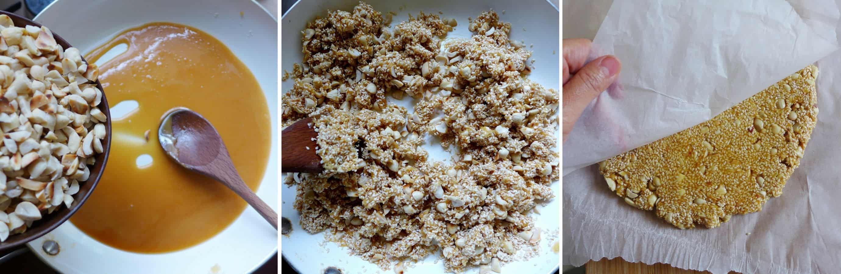 Combine melt sugar and nuts