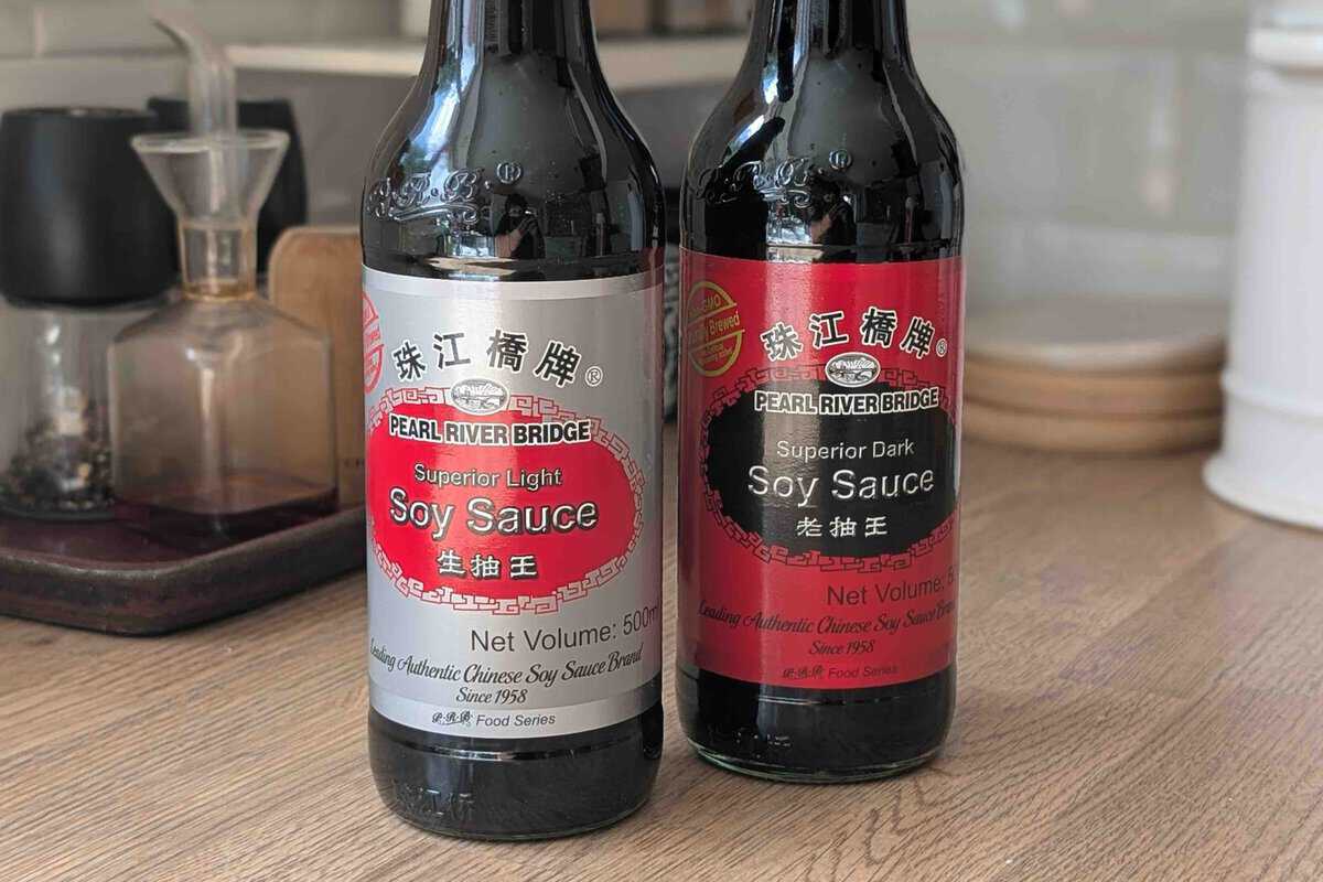 pearl river bridge light soy sauce and dark soy sauce.