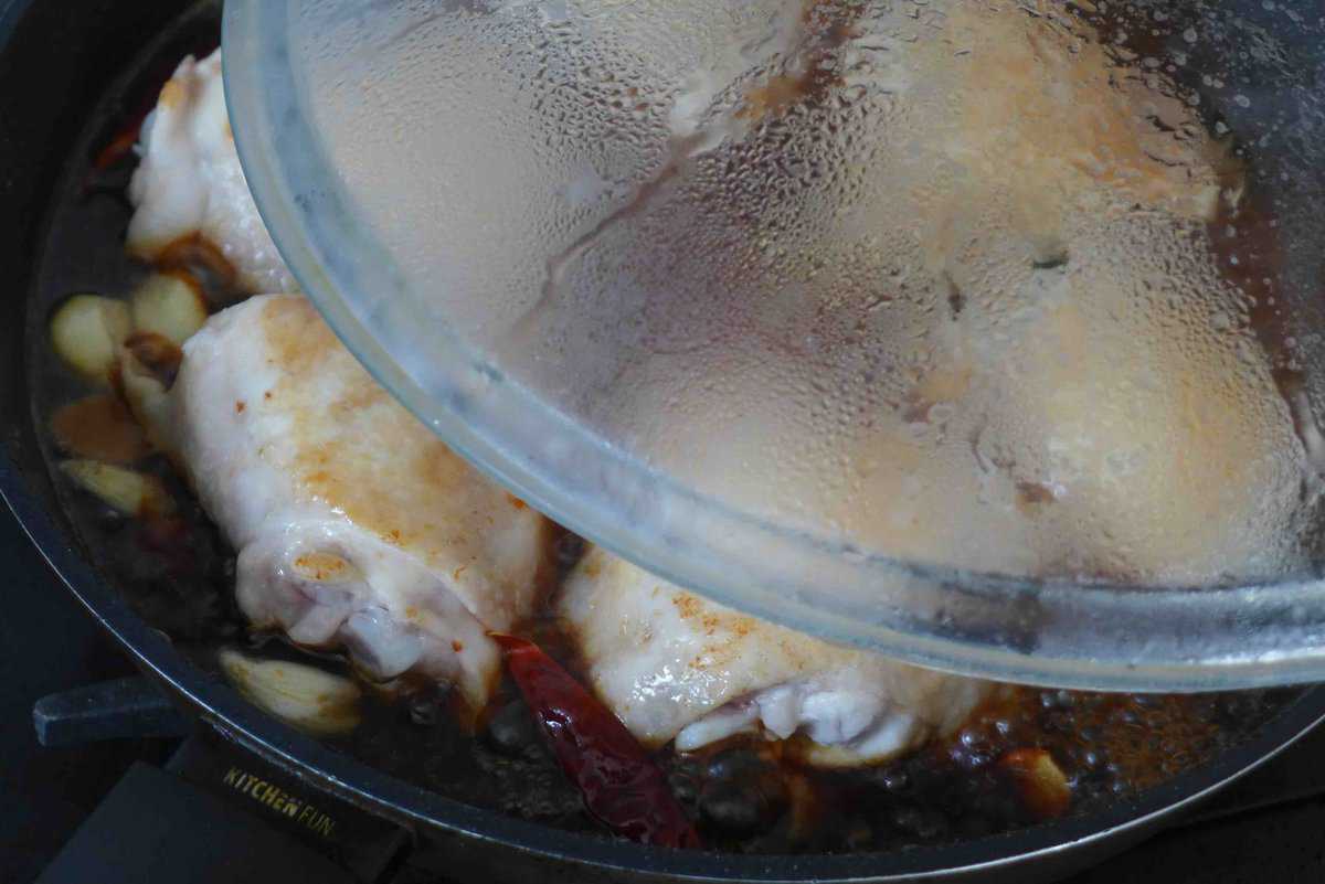 cover the skillet with a lid.