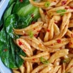 Scissor cut noodles with overlay text that says Scissor cut noodles