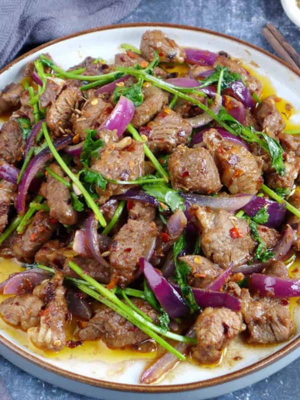 Chinese cumin lamb stir-fry.