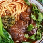 a bowl of Taiwanese beef noodle soup.