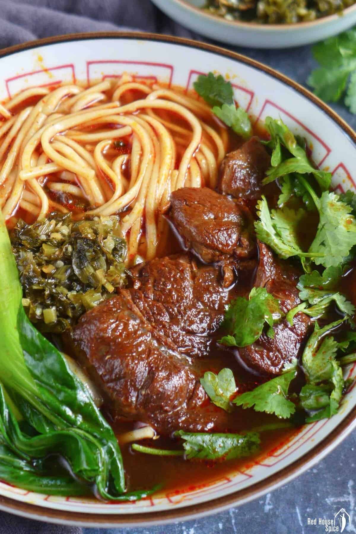 a bowl of Taiwanese beef noodle soup.