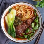 a bowl of Taiwanese beef noodle soup.