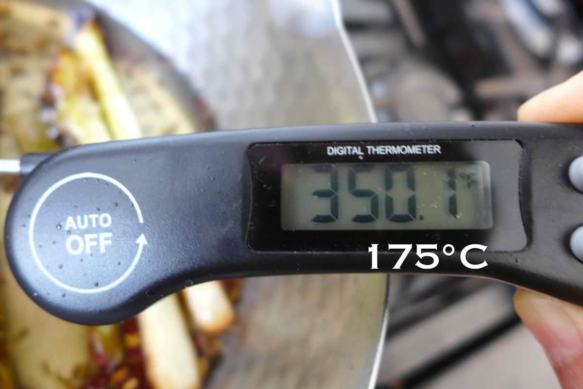 A thermometer showing 350&deg;F.