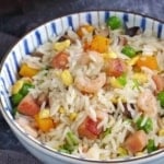 Yangzhou fried rice in a bowl.
