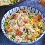 Yangzhou fried rice in a bowl.